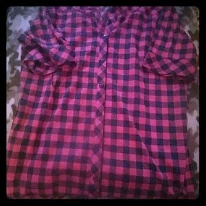 Nice plaid pink and navy button up